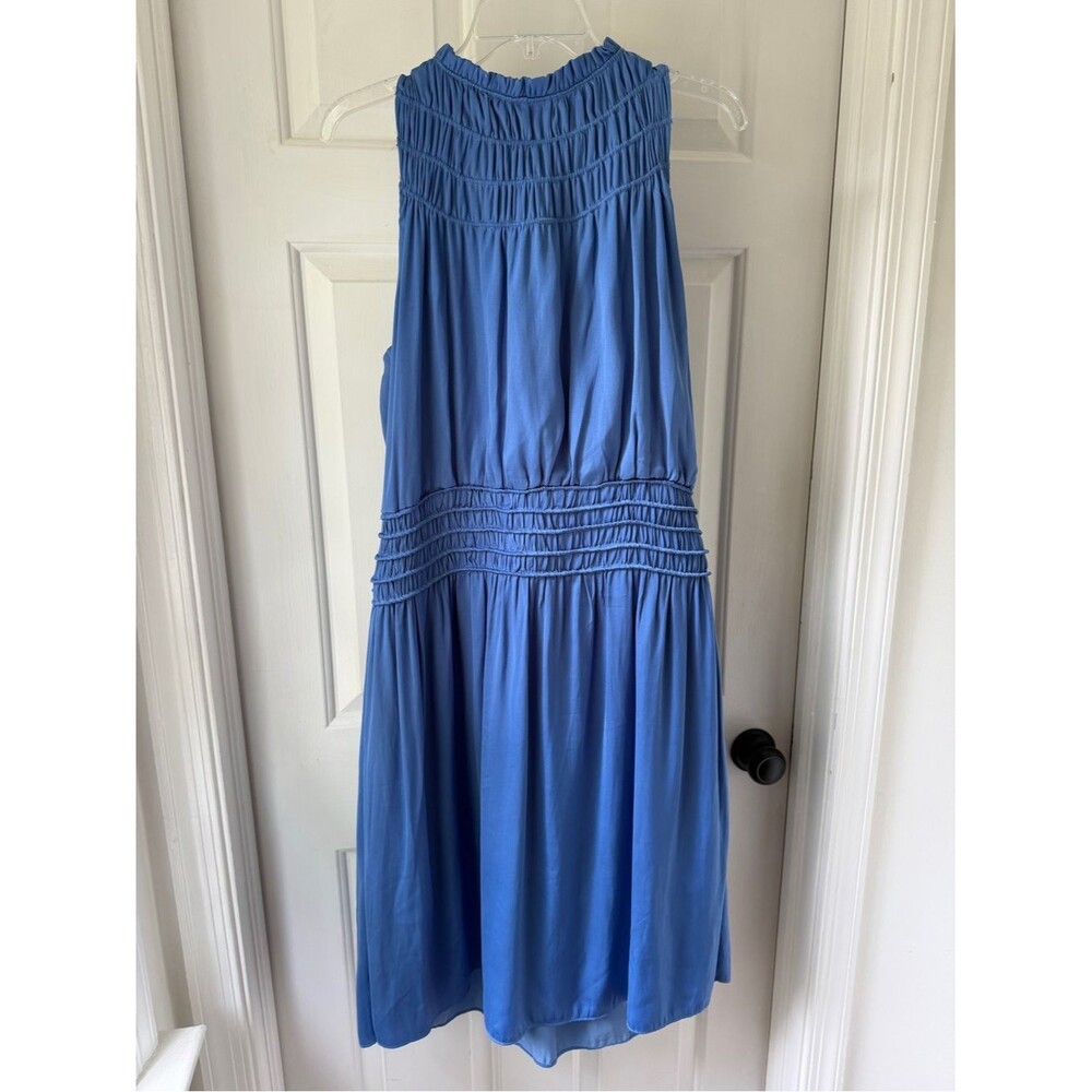 Gianni Bini Powder Blue Smocked Ruffle Neck Sleeveless Dress XL